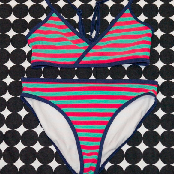 Boden Johnnie B Mini Boden Other - SOLD Girls Boden Johnnie B Bikini Set Red Aqua Stripes